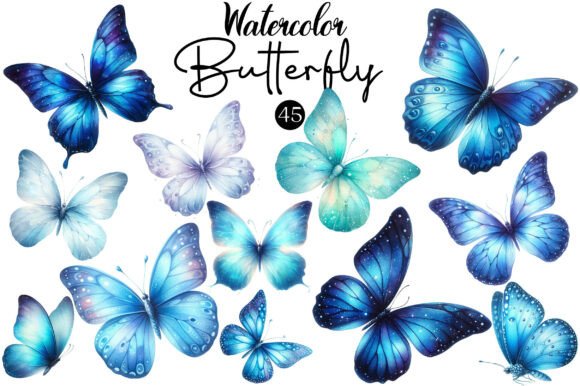 Download Watercolor Blue Butterfly Clipart - Butterfly Collection